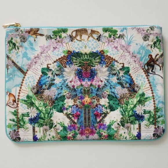 Camilla Moon Garden Small Canvas Clutch Bag Purse Handbag b40 - Picture 3 of 6